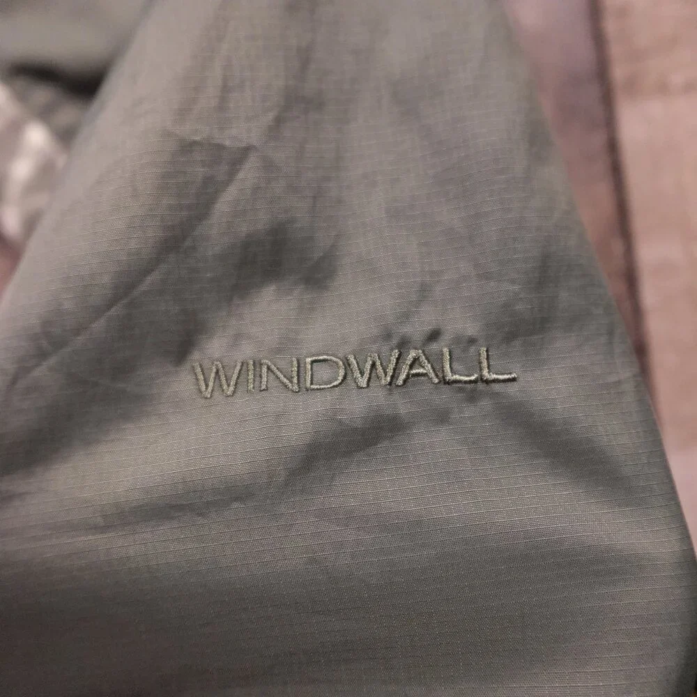 The North Face WindWall Full-Zip Hooded Jacket Men’s Medium Green‎ Gray Abstract